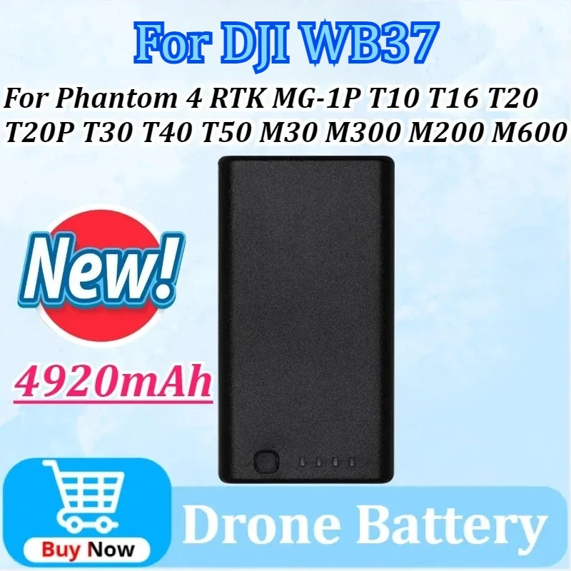 

Новый аккумулятор контроллера WB37 7,6 В 4920 мАч 37,39 Втч для DJI Phantom 4 RTK MG-1P T10 T16 T20 T20P T30 T40 T50 M30 M300 M200 M600
