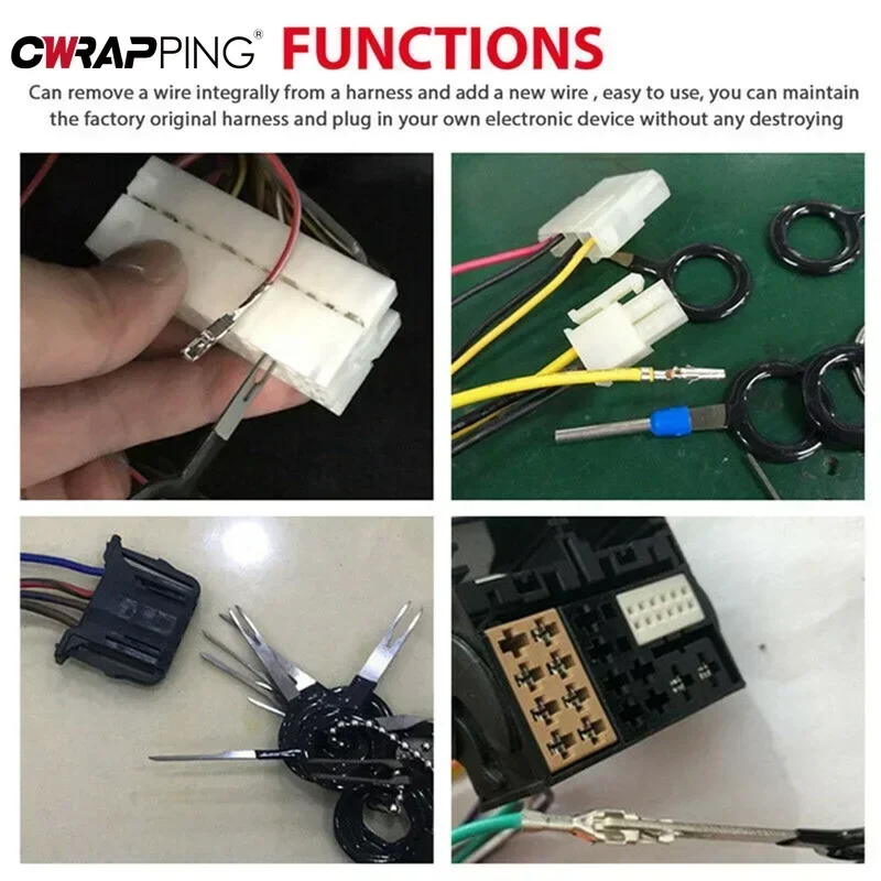 Kit Pelepas Terminal Alat Ekstraktor Konektor Steker Kotak Otomatis 26-41 Buah Set Pelepas Pin Kawat Baja Tahan Lama untuk Baut Listrik Mobil
