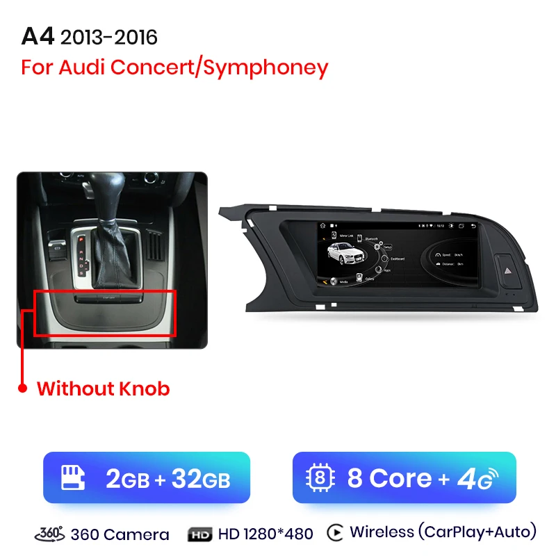 Junsun 8.8 Inch Carplay Voor Apple Car Radio Multimedia Voor Audi A4 A4l B8 2009-2016 4G Bluetooth Draadloze Android Auto Stereo