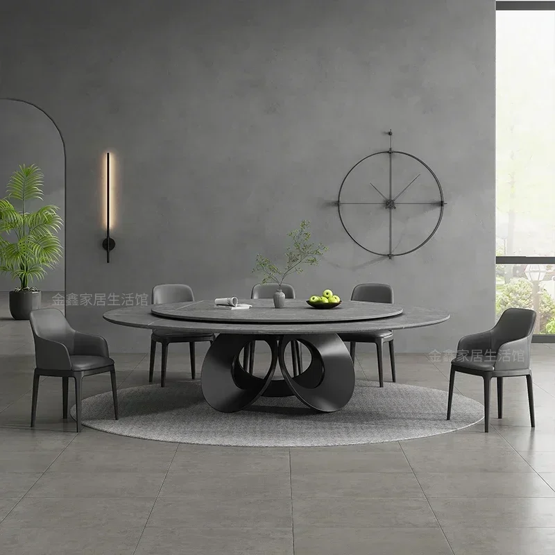 Modern Minimalist Household Light Luxury Rotary Table And Circular Dining Table Chair Combination Esstische Home Furniture