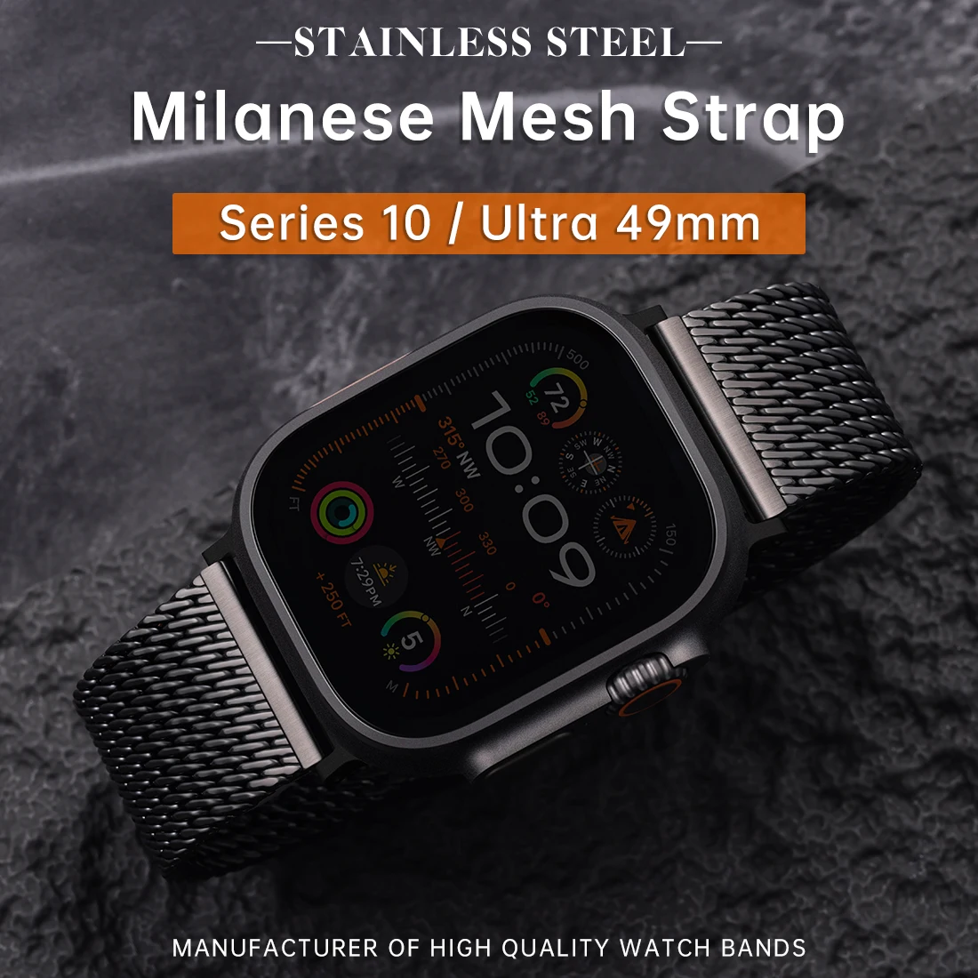 

Top Stainless Steel Milanese Mesh Strap For Apple Watch Ultra 2 49mm Series 10 46mm 42mm 45mm 44mm Bracelet Apple Watch Band