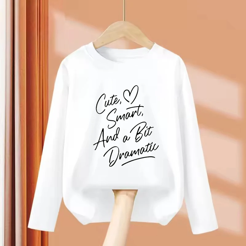 Long Sleeve Cute Smart Dramatic Letter Printed T Shirts Kids Children's T-shirt Boys Girls Summer Spring Casual Top Tee Shirt