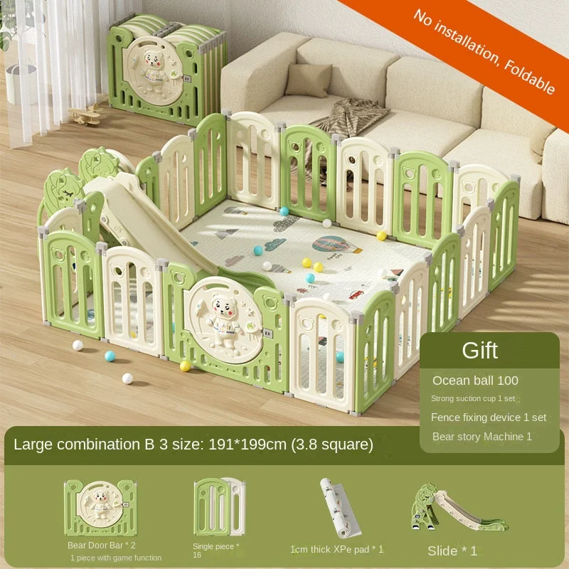 Baby Playpen Foldable Indoor Playground Toddler Guardrail Barrier Amusement Park Home Crawling Mat Pool Baby Toy Safety Fence
