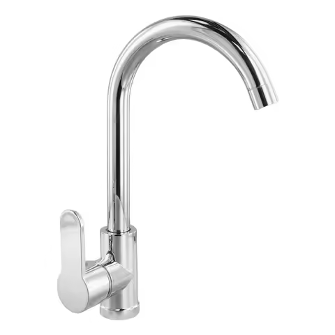 Kitchen Bathroom Faucet Polished Chrome Plated Swivel Basin Sink Cold Hot Mixer Water Tap Deck Mounted Bathroom Faucet