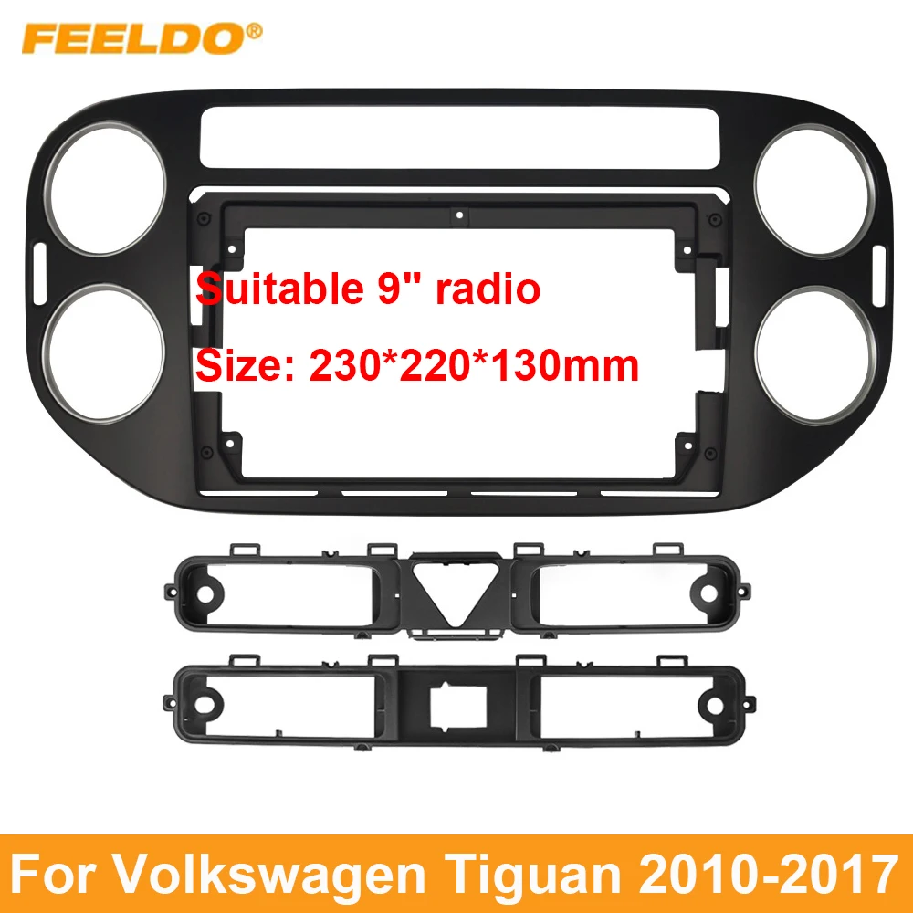 FEELDO Car Stereo Audio Fascia Frame Adapter for Volkswagen Tiguan  9