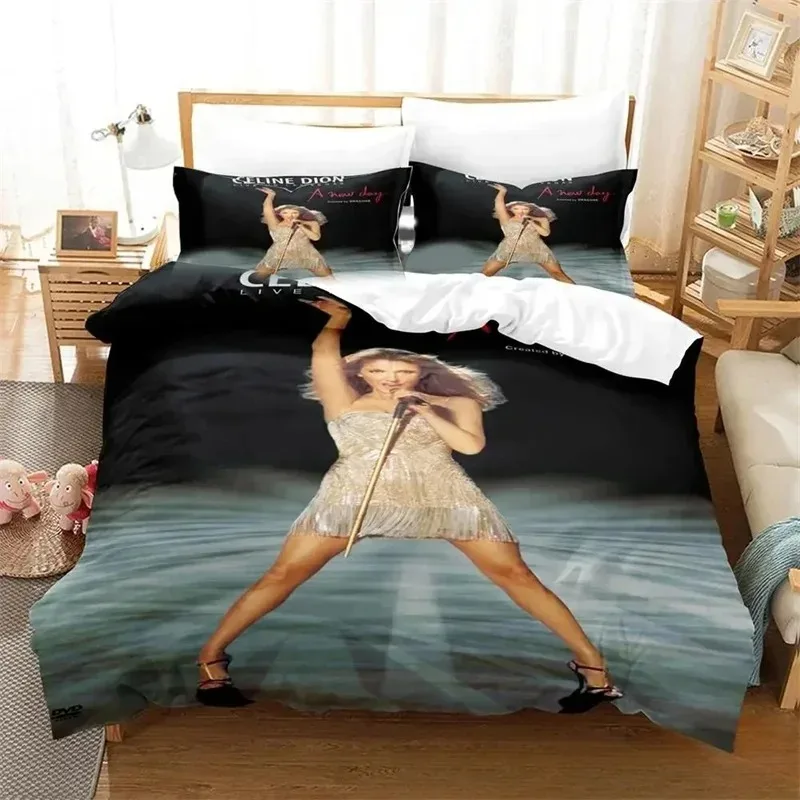 

3D Print Celine Dion Bedding Set,Duvet Cover Comforter Bed Set Quilt Cover Pillowcase,King Queen Twin Size Boys Girls Adultse