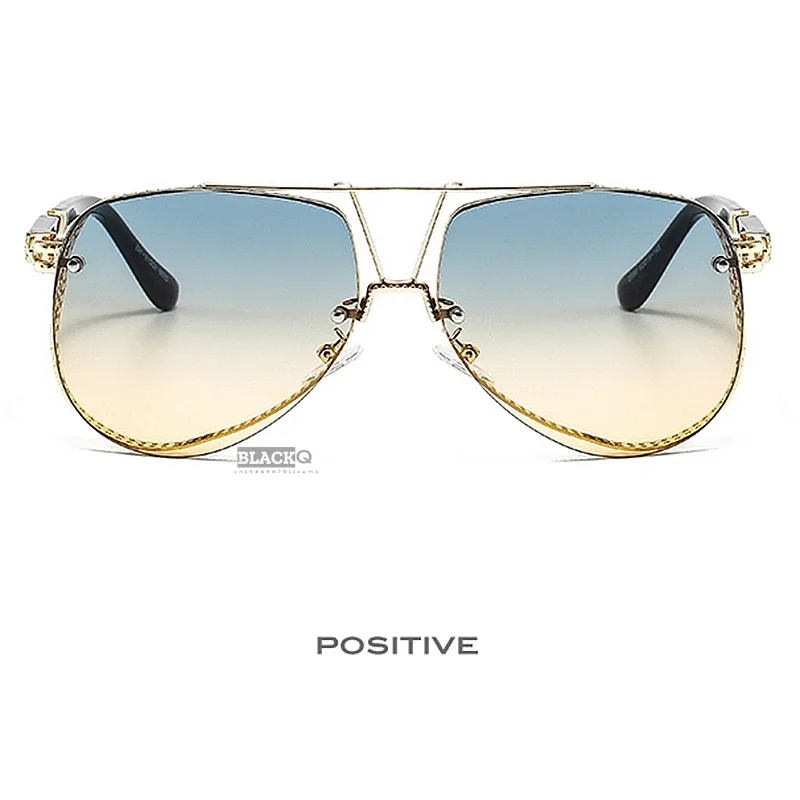 Oval Sunglasses Men Women Luxury Trend Brand Designer Metal Alloy Frame Gradients Lens Conspicuous Pilot Gafas De Sol Hombre