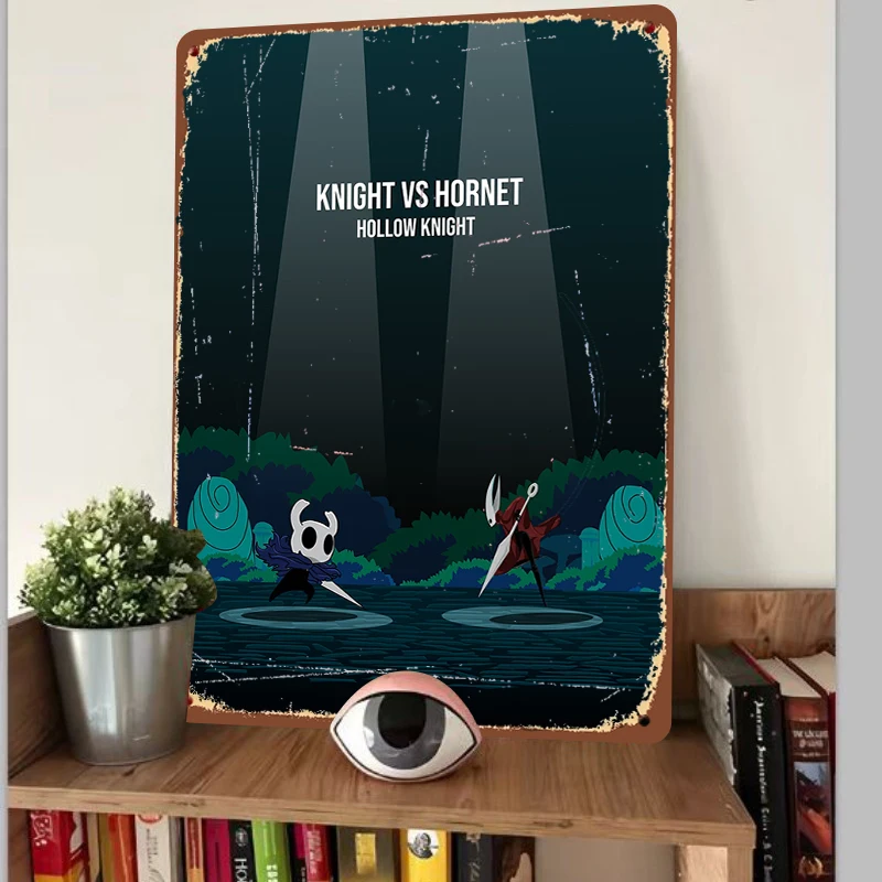 Hollow Knight Knight vs Hornet Battle Scene Metal Wall Art Decor for Game Fans