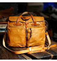 Vintage Genuine Leather Wash Men's Handbags Business Briefcase Diagonal Computer Bag Portable Shoulder Messenger Bags 2025 new
