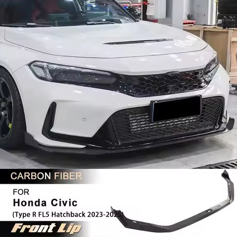 Car Front Bumper Lip Spoiler for Honda Civic Type R FL5 Hatchback 2023-2025 Front Lip Chin Apron Body Kits Full Carbon Fiber