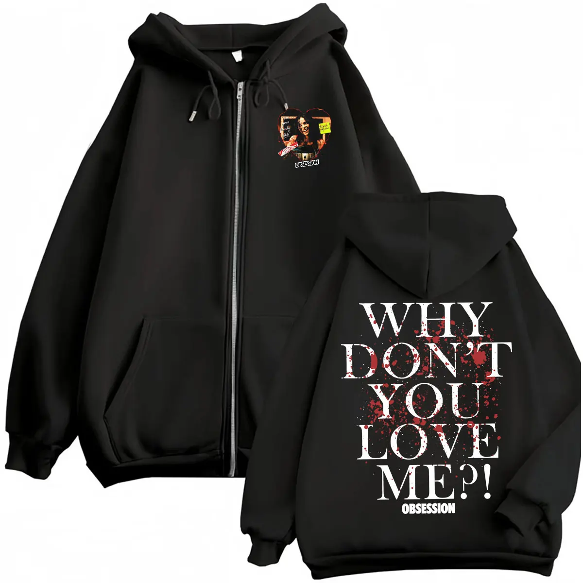 Obsession Horror Why You Don't Love Me Zip Up Hoodies One Wish Willow Sweatshirts Jacke Herren Damen Gothic Thriller Zipper Hoodie – Detail 2