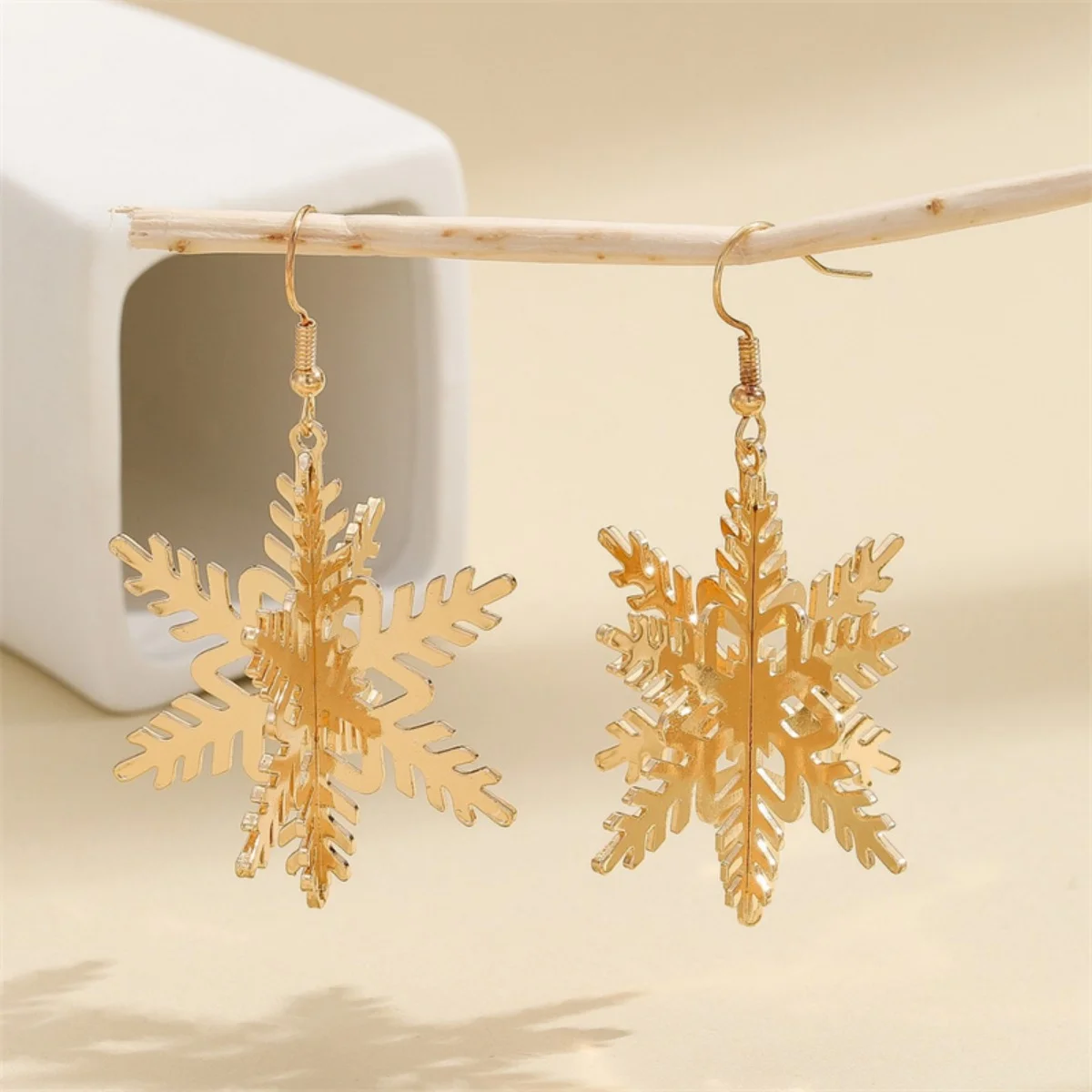 Weihnachtsbaum Schnee Blume Ohrringe 3D Geometrische Metall Hohl Weihnachtsbaum Schneeflocke Tropfen Ohrringe Für Frauen Männer Urlaub Schmuck