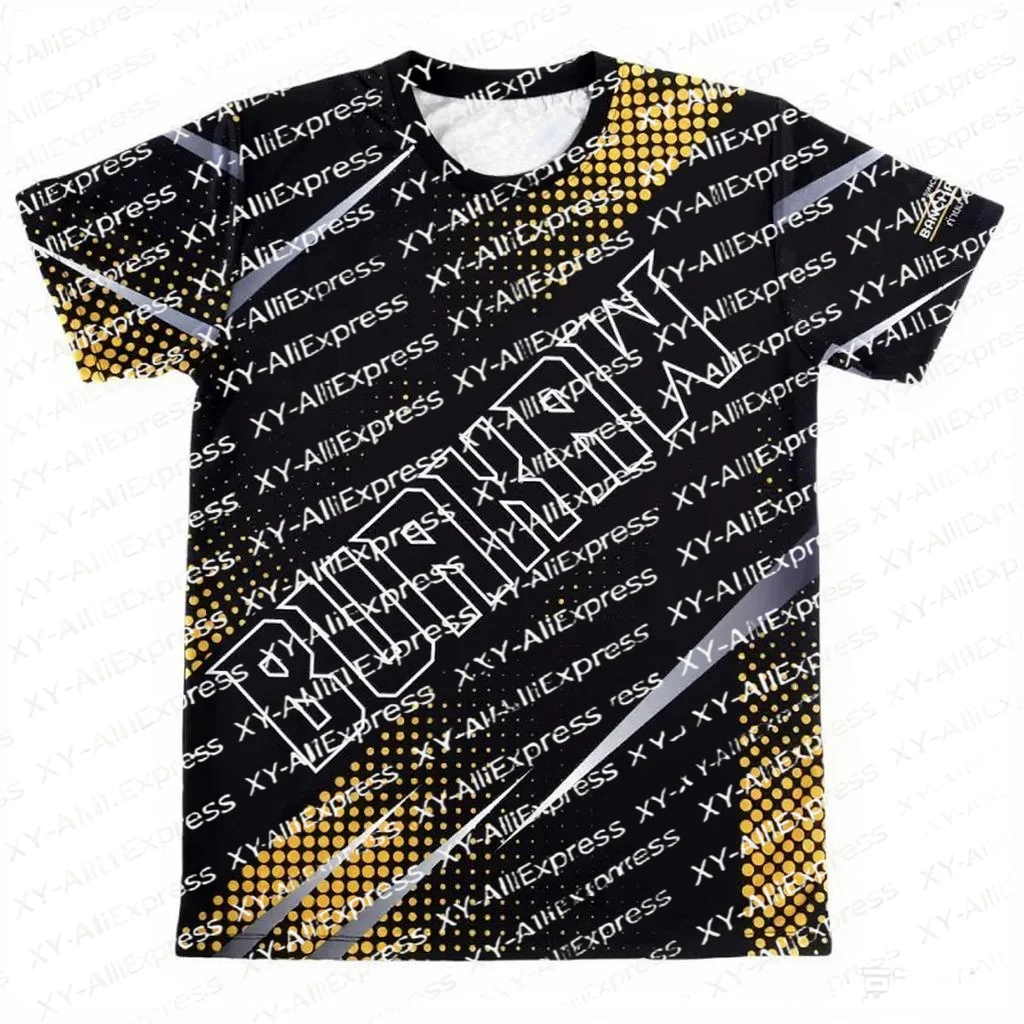 Black Base Gold Dot Buakaw Muay Thai Short Sleeve Tee, Breathable Quick-Dry for Fight Fans Outdoor Hiking Outfit