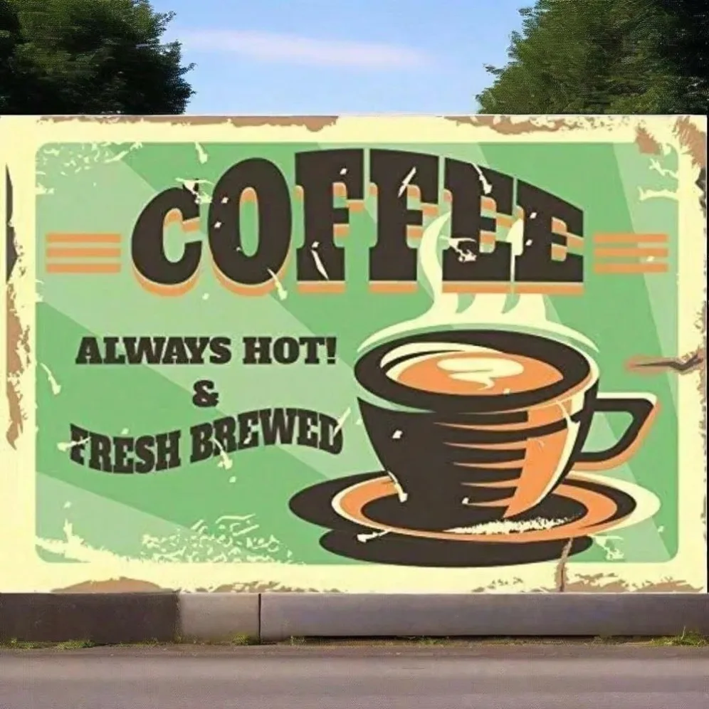 

Vintage "Hot Coffee Fresh Brewed" Round Metal Sign Retro Diner Wall Art for Kitchen Cafe Decor