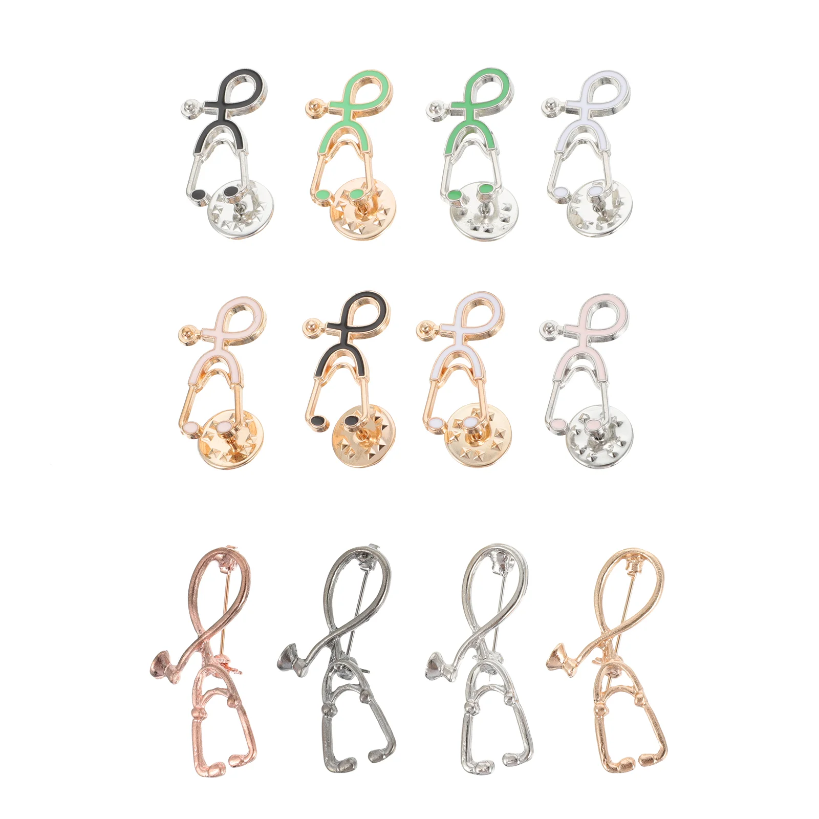 

12 Pcs Enamel Stethoscope Brooch Jewelry Tools Shape Personality Alloy Rucksack