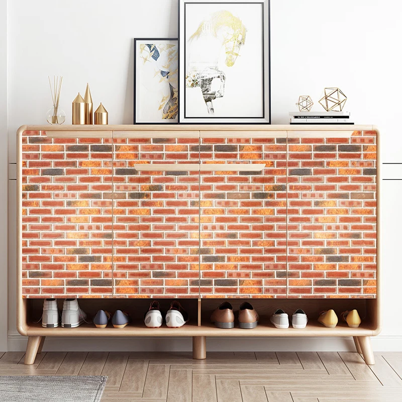 Home Decor Self Adhesive Wallpapers For Walls In Rolls Living Room Bedroom Study Room Decor Retro Orange Red Brick Wall Stickers