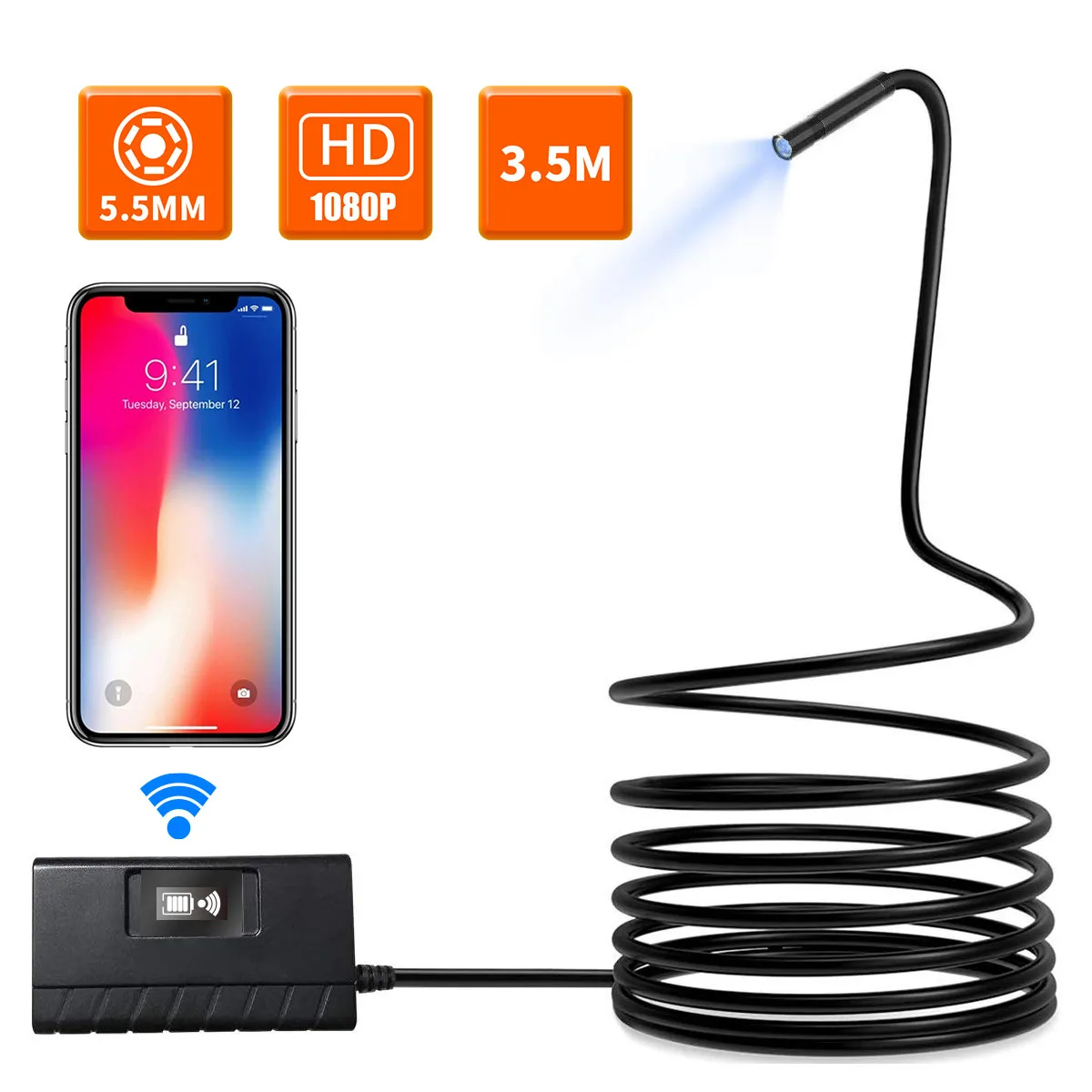 2MP/8MP 1080P/1944P Wireless HD WIFI Endoscope Water-proof IP66 Inspection Camera CMOS Borescope For iphone and Android Otoscope