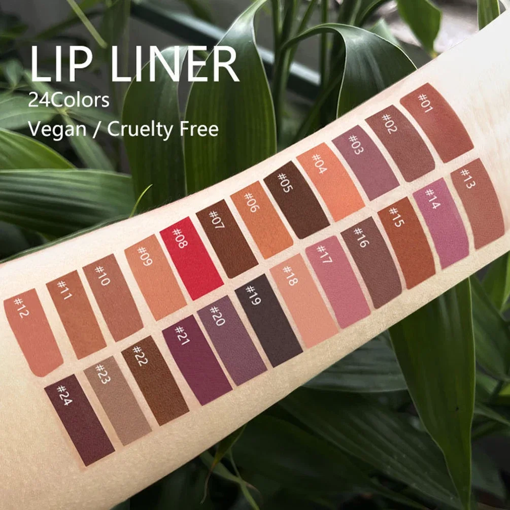 6-Piece Lip Liner Kit Custom Logo Pigment Long Lasting Waterproof Not Fading Pink Packaging Private Label Makeup Wholesale Vegan