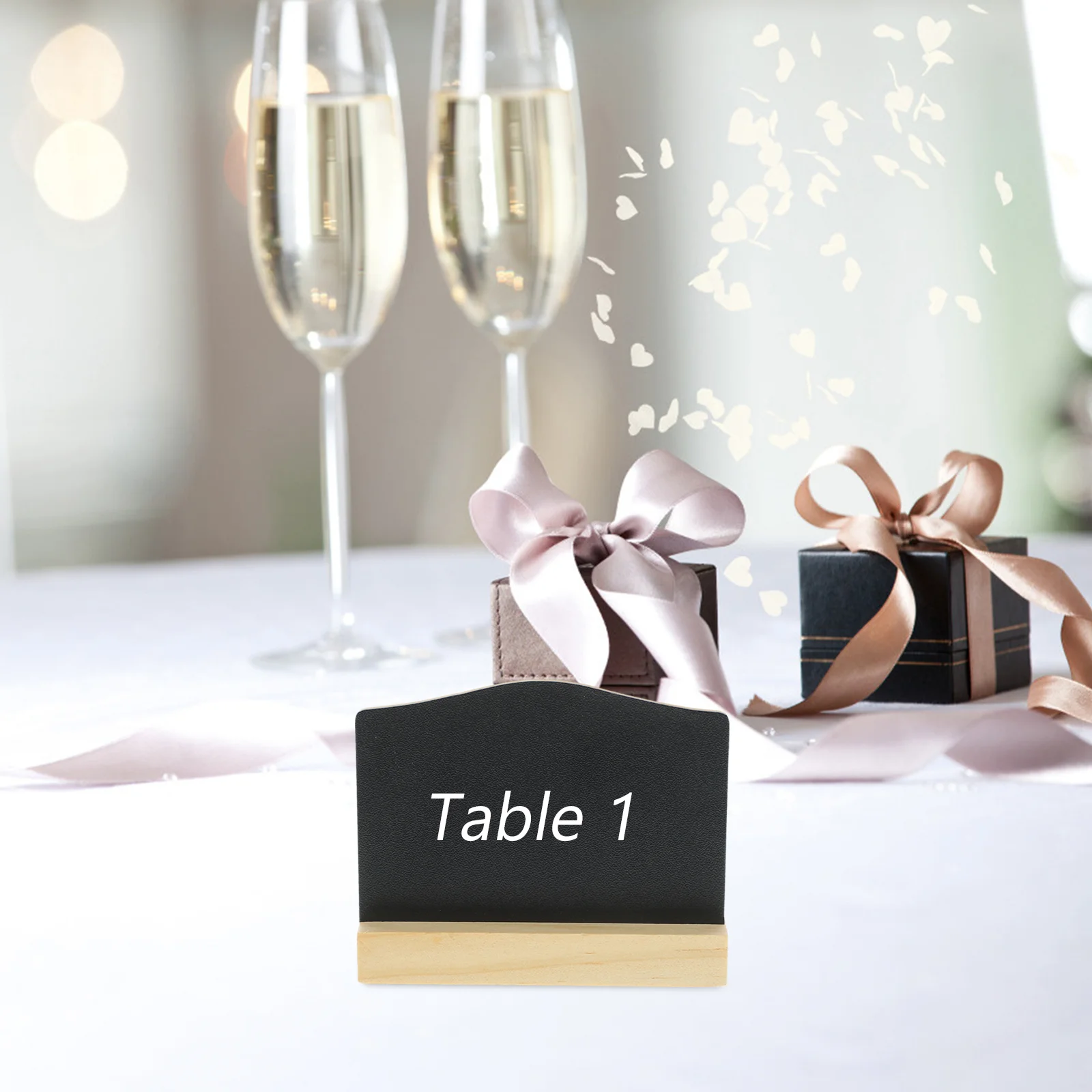 5 Pcs Mini Chalkboards Double Sided Small Signs Rectangle Erasable Reusable Desktop Wood Chalkboards Foldable Stand