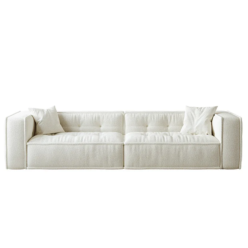 

Cream style toast sofa Nordic Italian minimalist lamb wool living room small apartment Internet celebrity fabric sofa