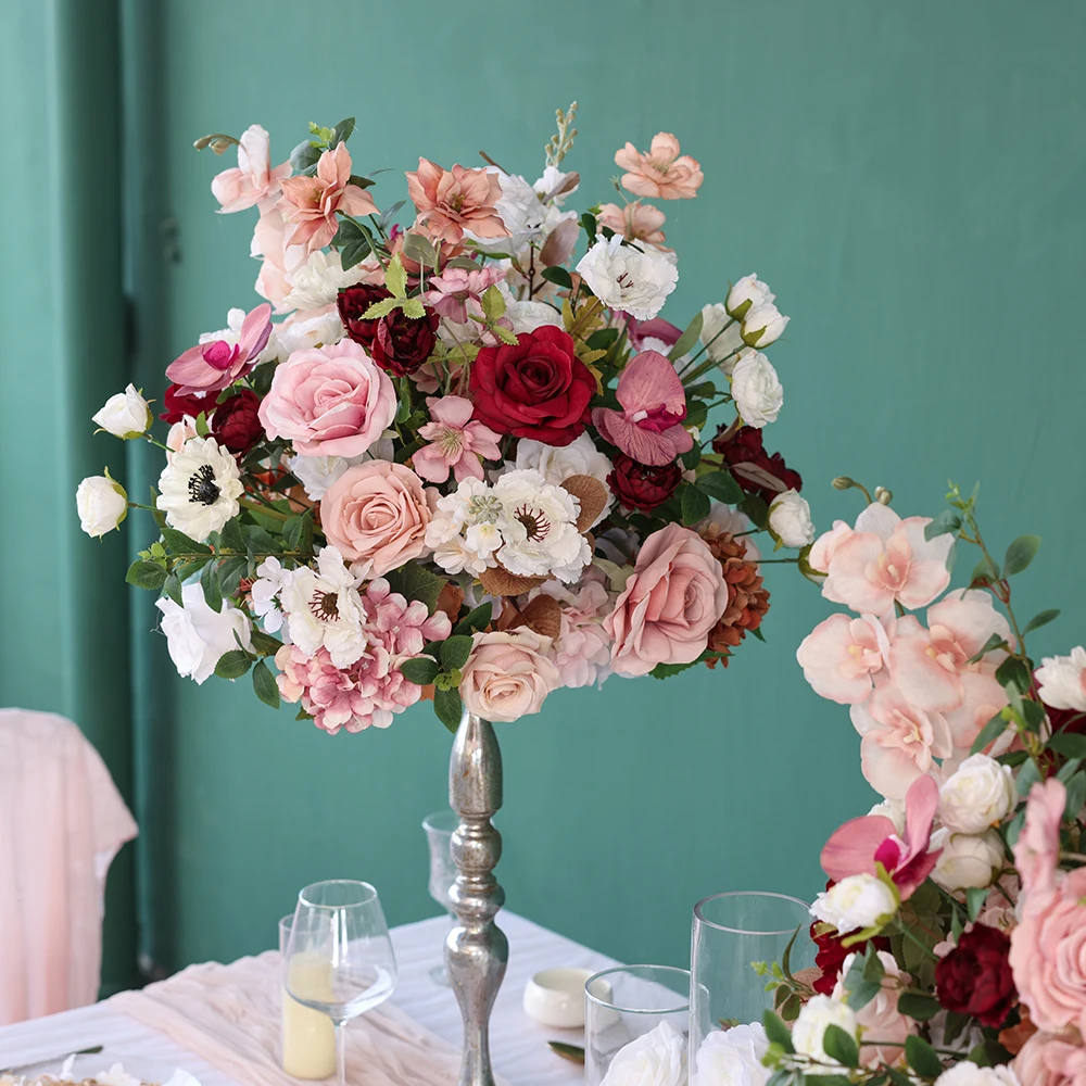 

Autumn Pink Series Floral Arrangement for Event Backdrop Decor Props Table Centerpieces Aisle flowers Wedding Party Decorations