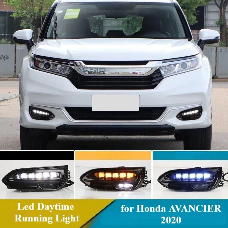 

For Honda AVANCIER 2020 Car Led Daytime Running Light Flowing Turn Signal Headlights Modified Front Bumper Fog Light Night Blue