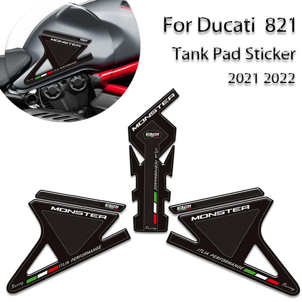 

Tank Pad Side Grips Gas Fuel Oil Kit Knee Protection Stickers Motorcycle For Ducati Monster 821 2021 2022 Decals