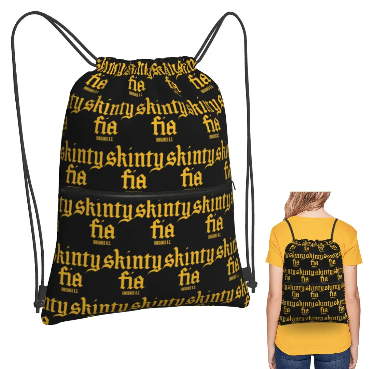 Fontaines DC Merch Skinty Fia Backpacks Casual Drawstring Bags Storage Bag Book Bags for Man Woman Students