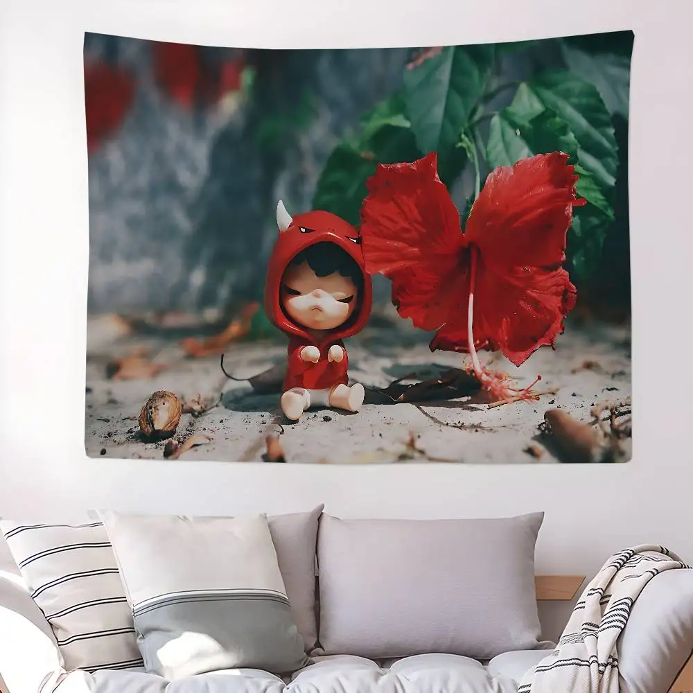 Cartoon H-HIRONOS Anime Tapestry Hippie Flower Wall Carpets Dorm Decor Wall Hanging Home Decor
