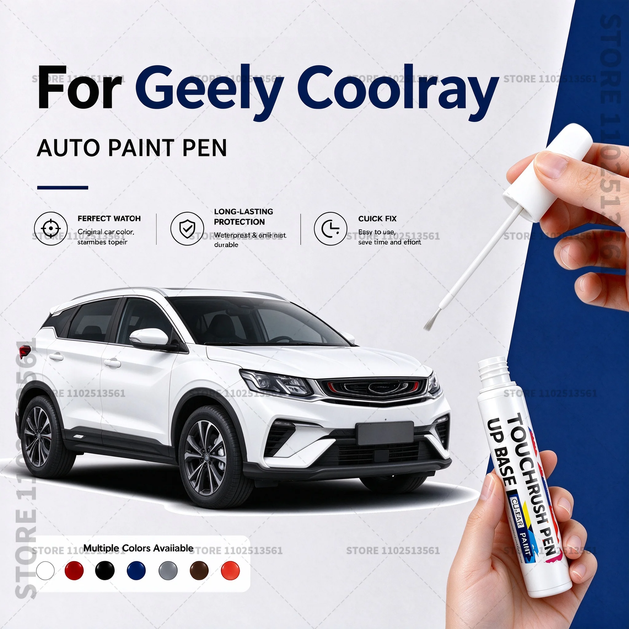 For Geely Coolray Black White Car Scratch Remover Paint Pen Touch Up Marker for Auto Body Repair Door Bumper Fender Accessories