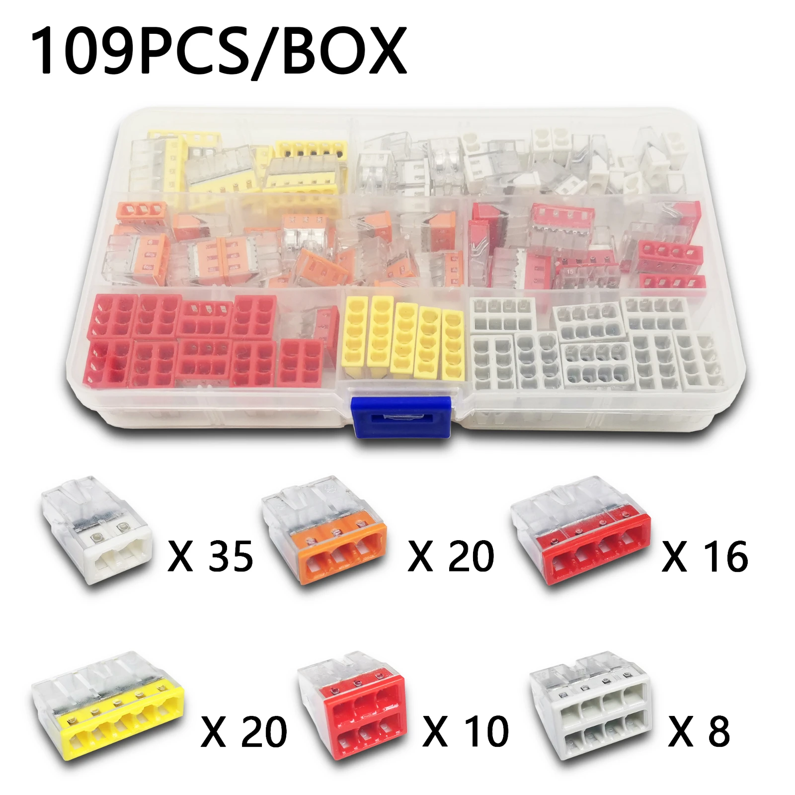 Mini Fast Boxed Wire Connector 102/104/106/108/202 Compact Conductor Spring Wiring Connector Conductor Push-in Terminal Block