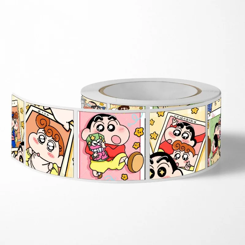 New 500PCS Crayon Shin-chan Roll Stickers Illustration Handbook Materials Self-Adhesive Sealing Stickers Stationery Decoration