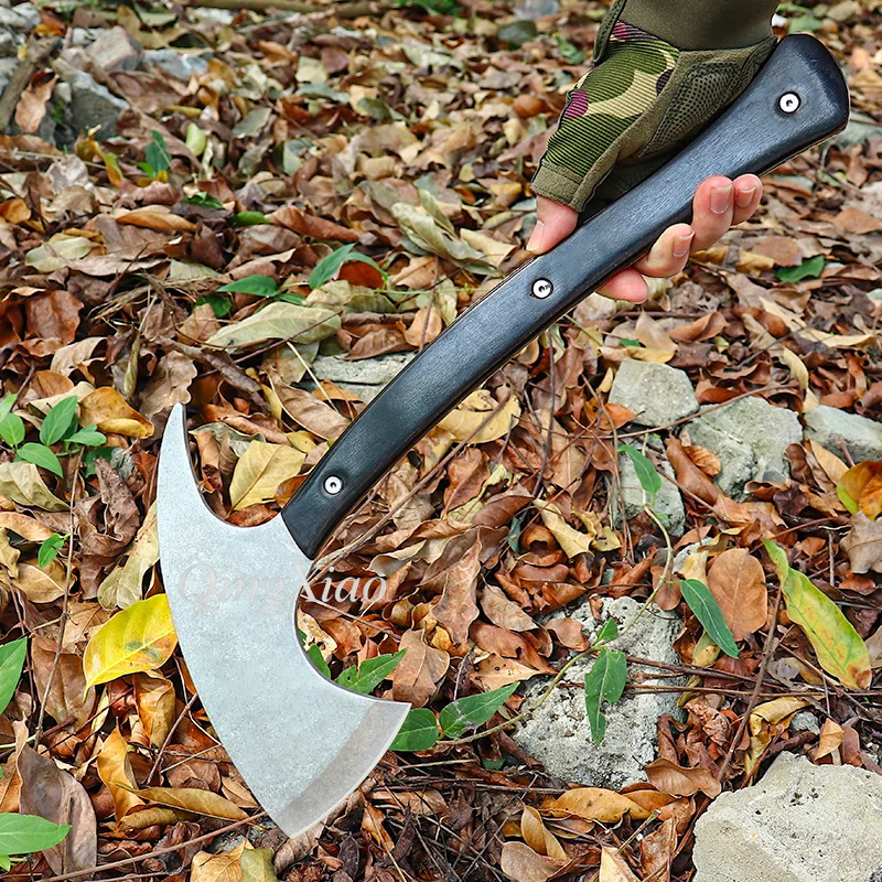 Outdoor Multi Function Double Blade Axe Solid Wood Handle High Hardness Industrial Tool For Logging Rescue Fire Construction Use