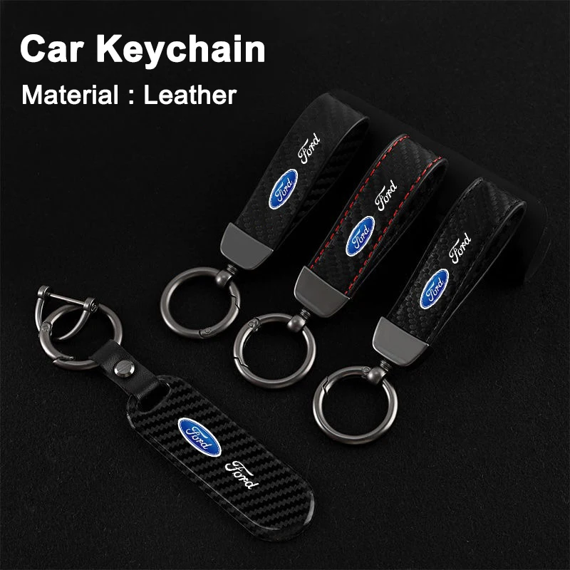 Leather Car Stlying Key Chain Anti-loss Keychain Keyring For Ford Ranger S-Max Focus Galaxy Mondeo Transit Tourneo Custom Ranger