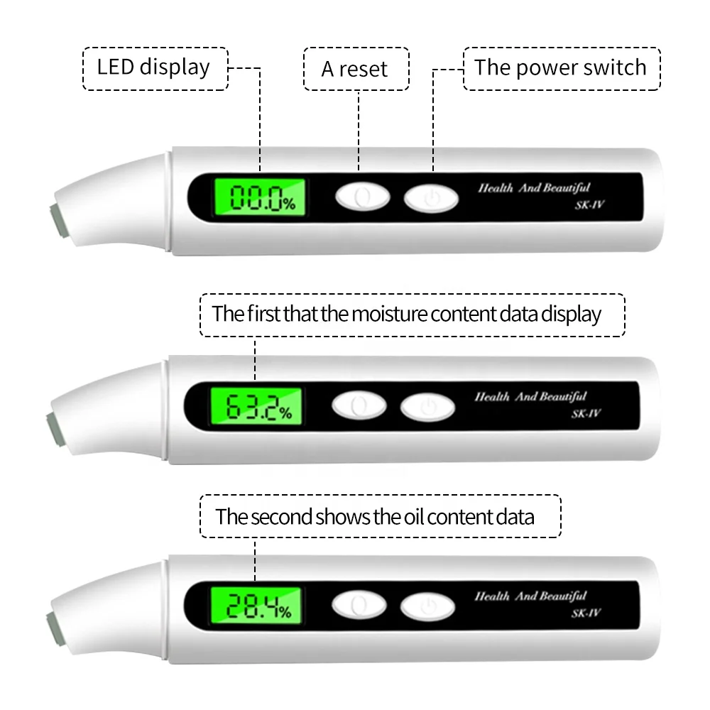 Free Shipping Skin Moisture Tester Smart Skin Water Oil Health Detection Face Humidity Skin Analyzer