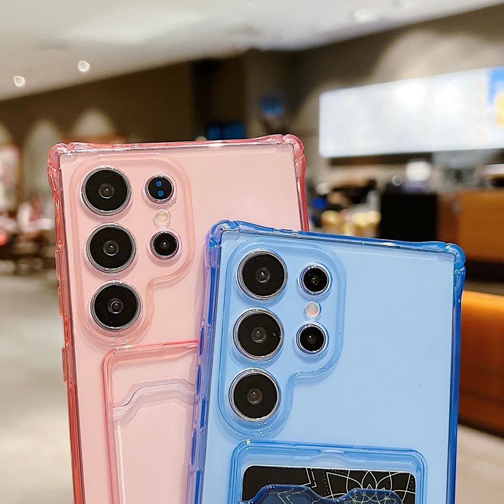 Phone Case For Samsung Galaxy S26 S25 S21 FE S22 S23FE S24 Plus Ultra Edge Clear Transparent Wallet Card Holder Silicone Cover - náhled 2