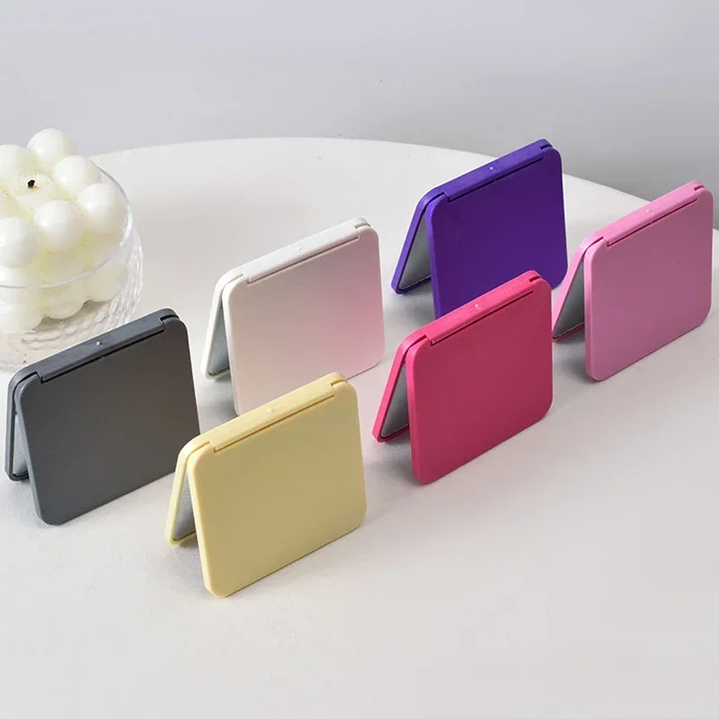 2-Face Makeup Mirror Square Portable Cute Girl'S Gift Hand Mini Mirror Pocket Double-Sided Makeup Mirror Compact Multiple Colors