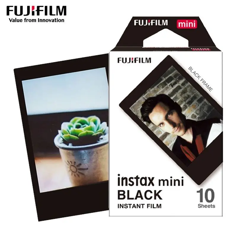 Fujifillm Instax Mini إطار أسود ملون فيلم 10/30/50 ورقة لكاميرا Fujifillm Instant Mini 12,11, 9, 8 7s للطابعة SP-1/2