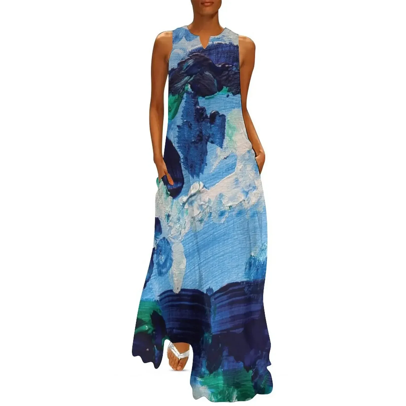 

Watercolor Painting of the Ocean Long Dress Dresses gala Long dresses Elegant gown Dress