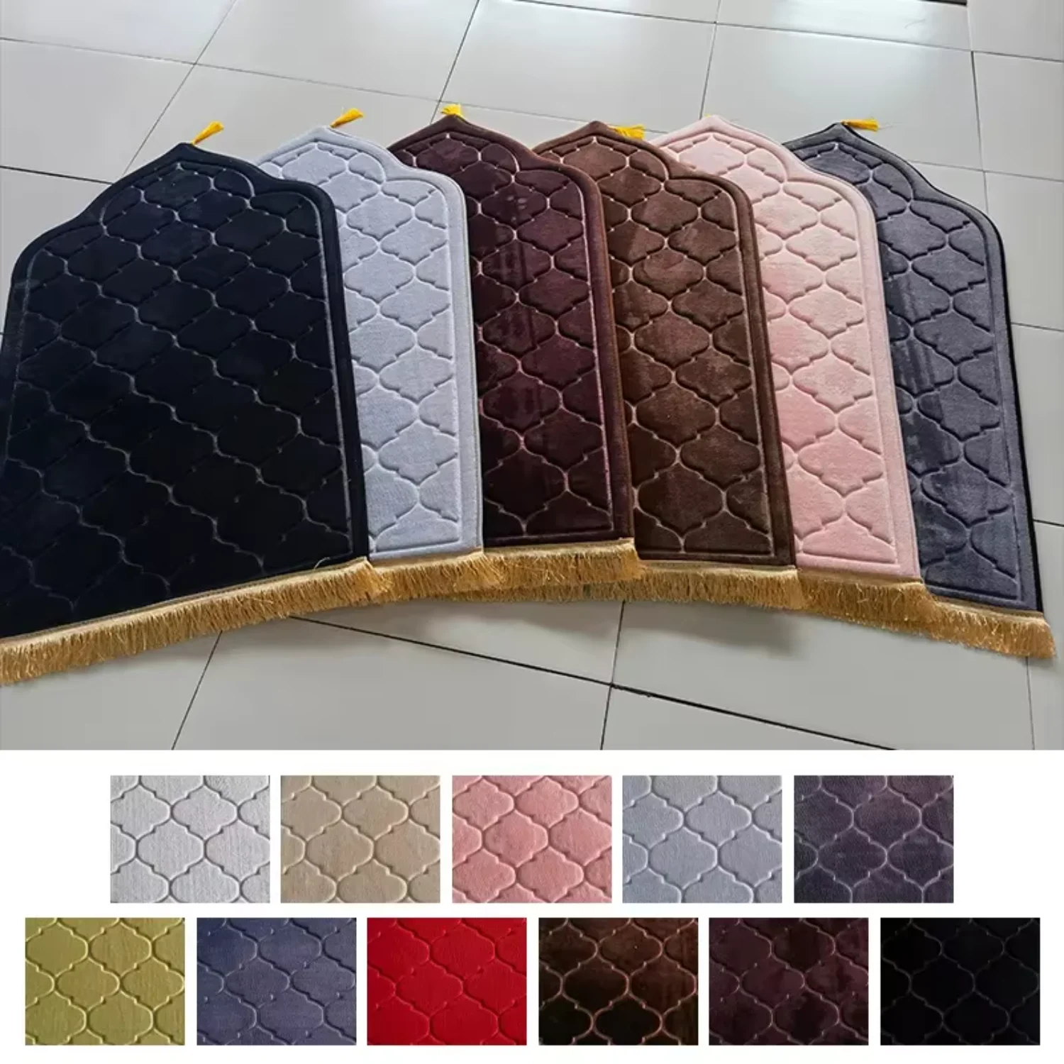 Wholesale muslim Ramadan Flannel Praying Mat Rug Travel islamic prayer carpet