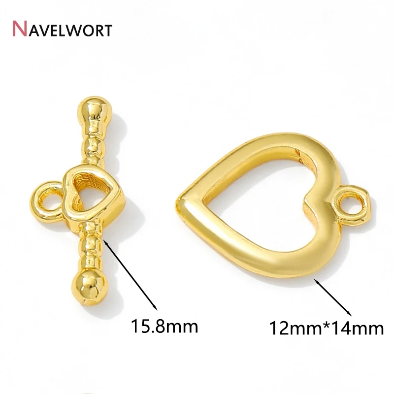 14K Gold Plated Brass Heart OT Clasps Toggle Clasps Hooks Connector,For Bracelet Necklace Making Accessories,Jewelry Materials view 3