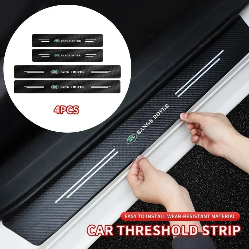 

4pcs Car Door Plate Carbon Fiber Threshold Protector Sticker Decals For Land Rover Range Rover Evoque Velar Discovery Freelander