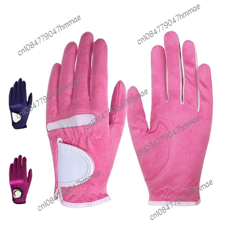 Golf Gloves Women's Fiber Cloth Golf Gloves Caddy Soft Breathable Velcro with Hands