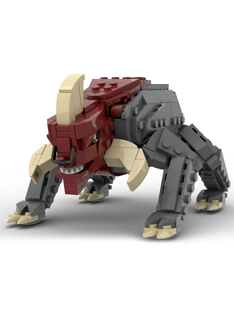 

Desert Woolly Beast MOC Building Blocks, Curved Horn Creature with Thick Fur, Sci-Fi Animal DIY for Collectors