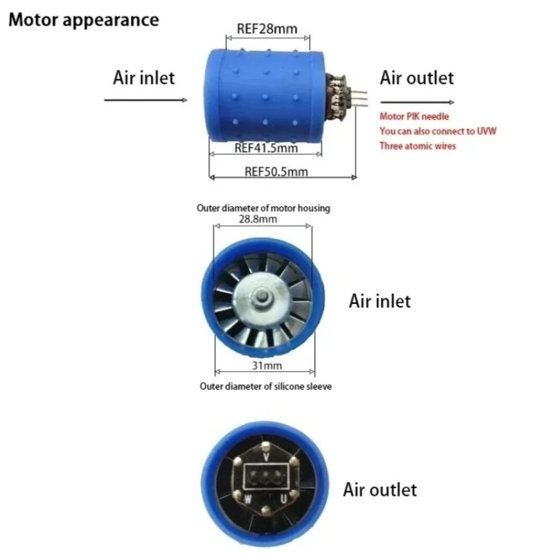1pcs Mini Brushless Duct Fan DC 12V-24V 100000RPM Ultra high-speed Motor Aluminum Alloy Impeller DC Variable Frequency