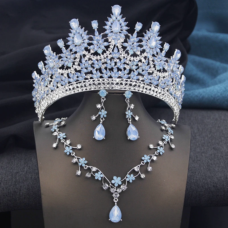 

Princess Queen Tiaras and necklace earrings Bridal Jewelry Sets for Women Brides Wedding Crown Prom Birthday Costume Accessories