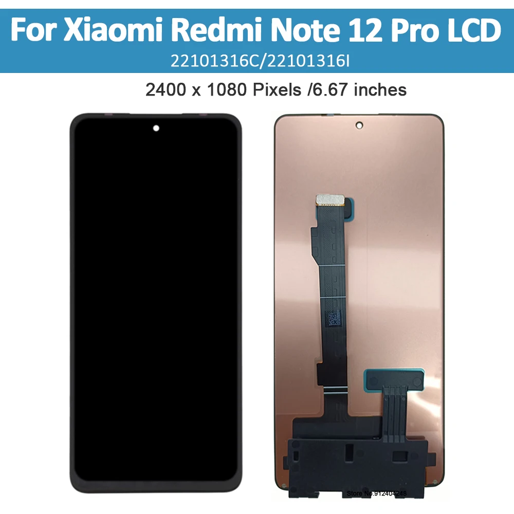 Imagem -02 - Tela Amoled Digitador do Painel de Toque Peça de Exibição para Xiaomi Redmi Note 12 Pro Display Lcd 22101316c 2210