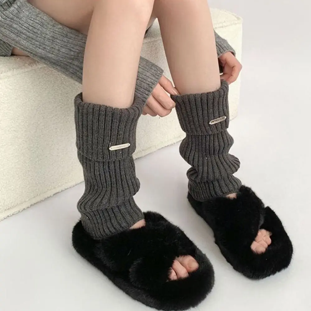 Japanese Style Knitted Foot Cover Y2K JK Lolita Boots Cover Kawaii Punk Gothic Knee High Girls Socks Autumn/Winter