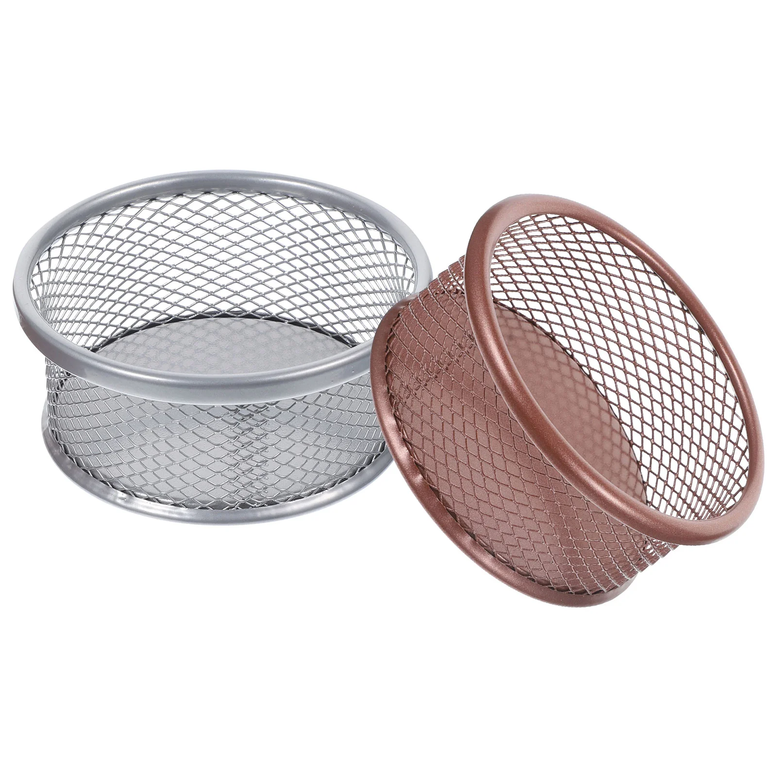 2 Pcs Paper Clip Container Office Accessories Desktop Mesh Holders Metal Organizers for Sundries School Small Items