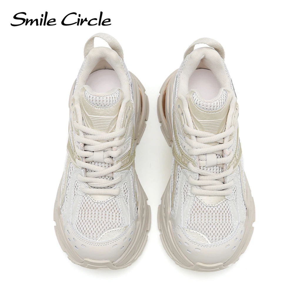 Smile Circle Women Chunky Sneakers Flat Platform Sneakers Lace-up Casual Round toe Sneakers Ladies Shoes Trainers